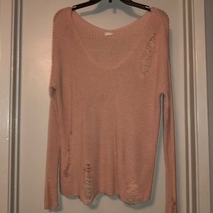 Garage Pink Ripped Sweater